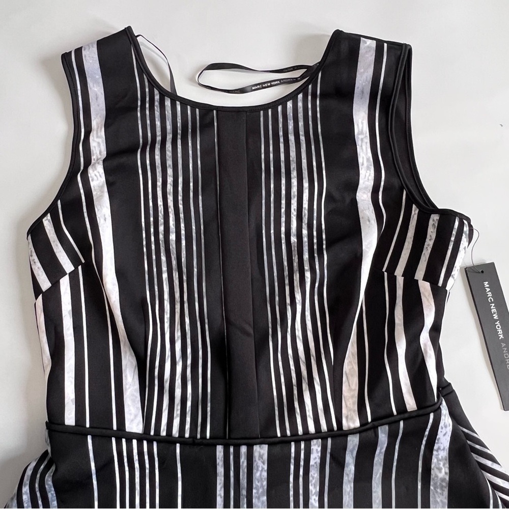MARC New York Black Gray Vertical Stripes Sleeveless Fit and Flare Dress Size 4 - Picture 6 of 13